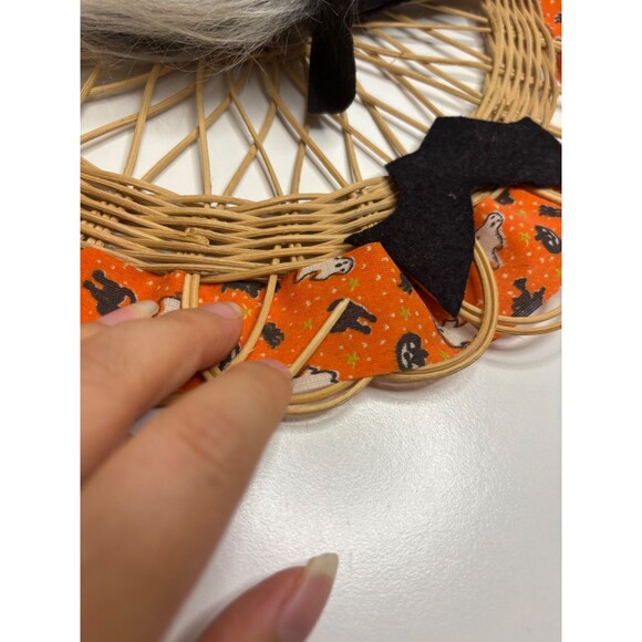 Handmade Vintage Halloween Kitchy Witch Wreath Artisan Made bats - Picture 8 of 9